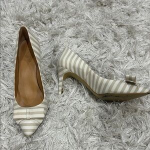 J.crew Striped Beige Crean Bow Women's Shoes